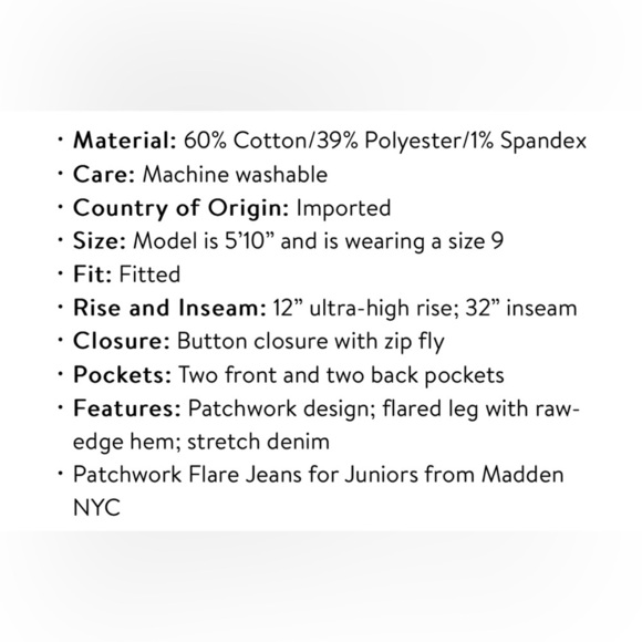 NWT Madden NYC ultra high rise Wide leg patchwork jeans Juniors size 17 - Picture 13 of 13